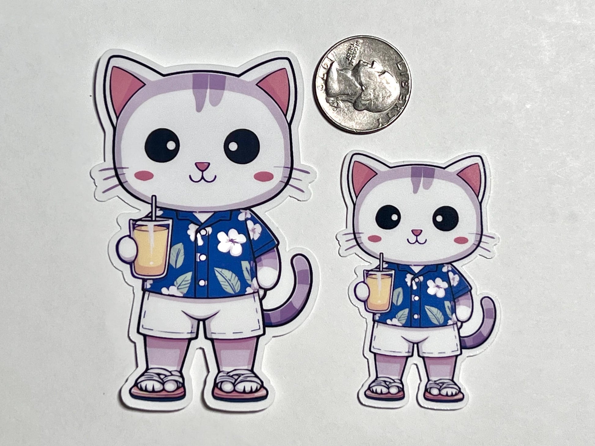 Hawaiian Shirt Cat Vinyl Sticker image 2