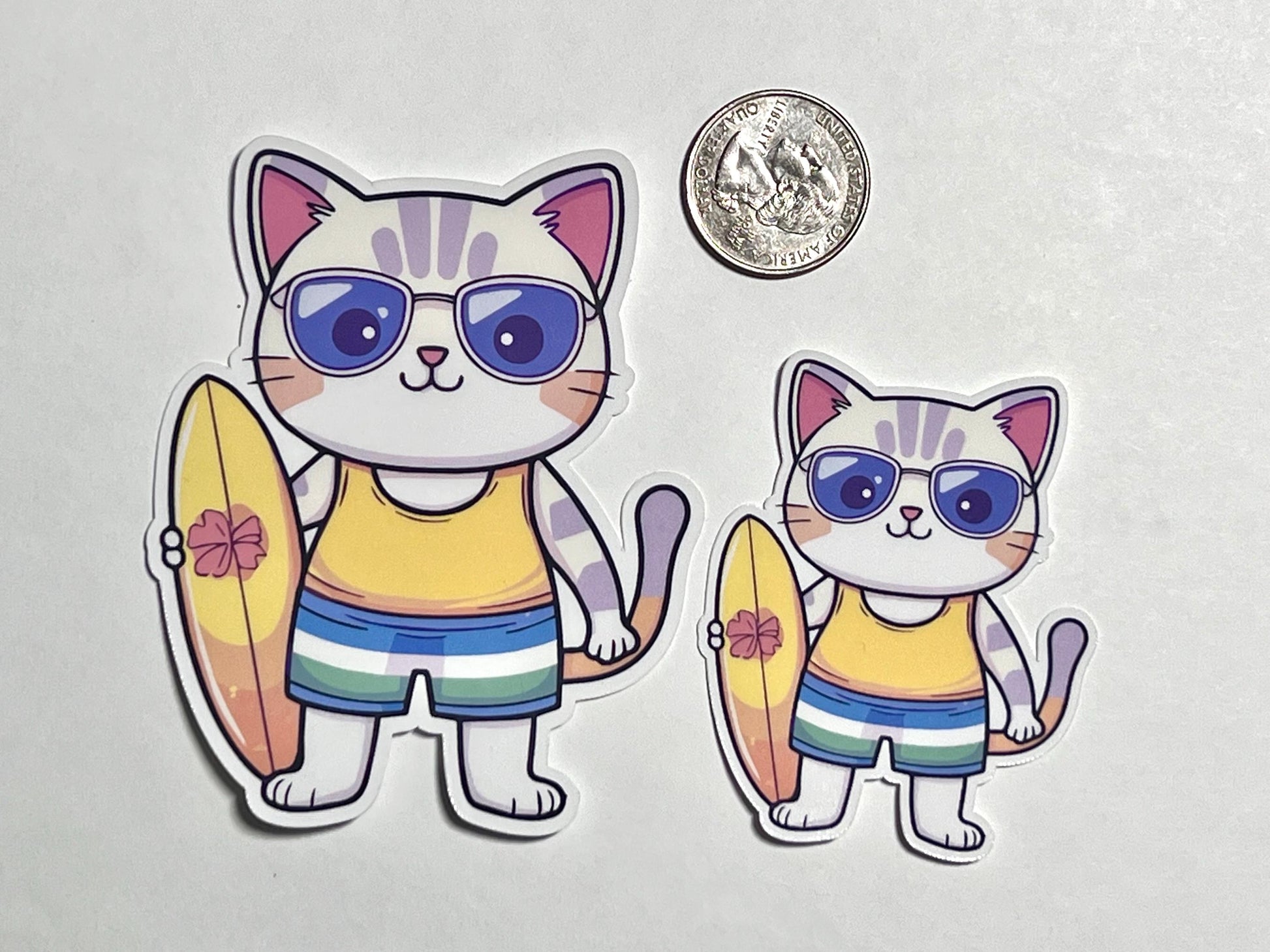 Surfboard Cat Vinyl Sticker image 2