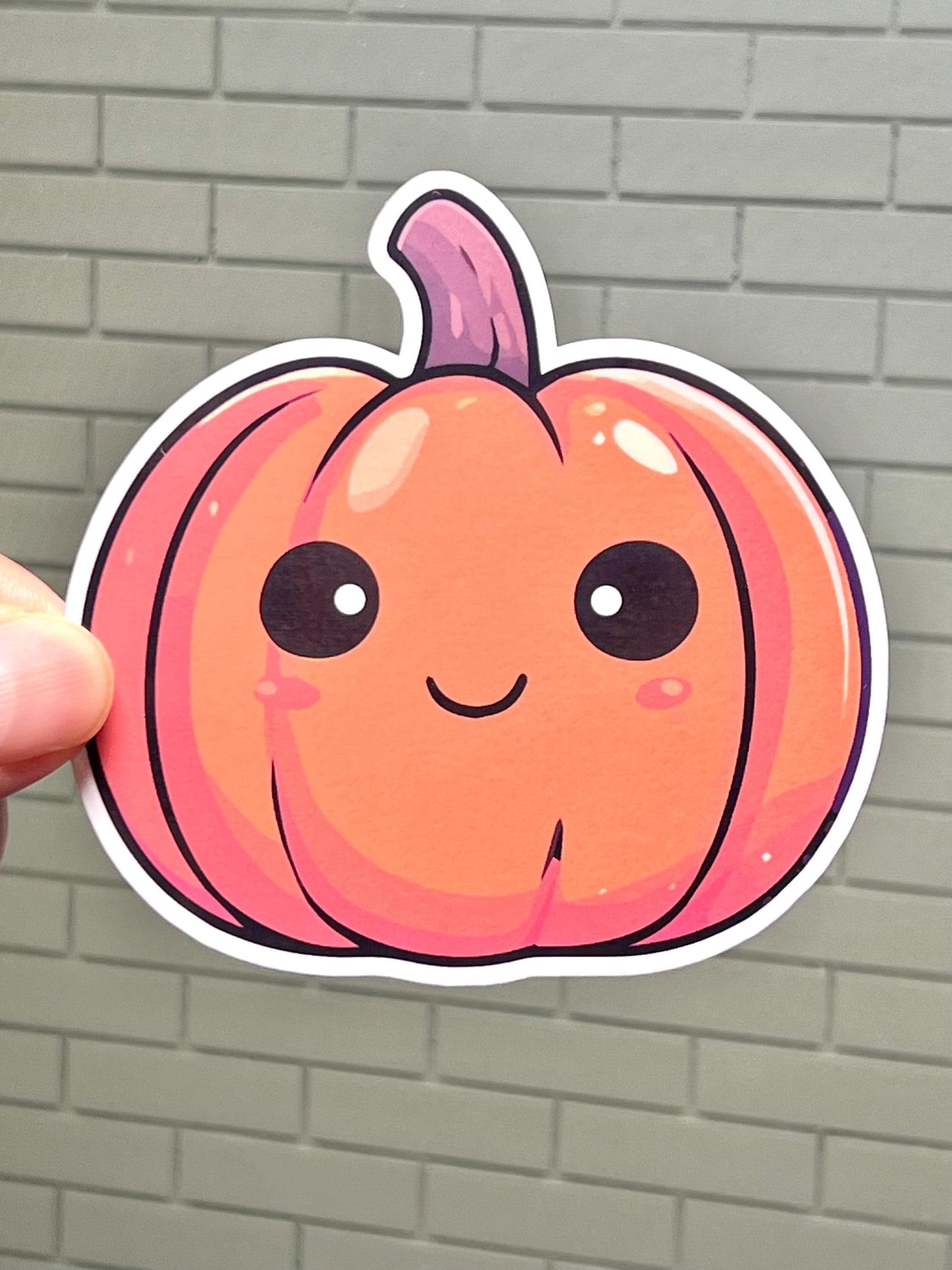 Cute Pumpkin Sticker | Pumpkin Vegetable Kawaii Design | Fun Kids Vinyl Sticker