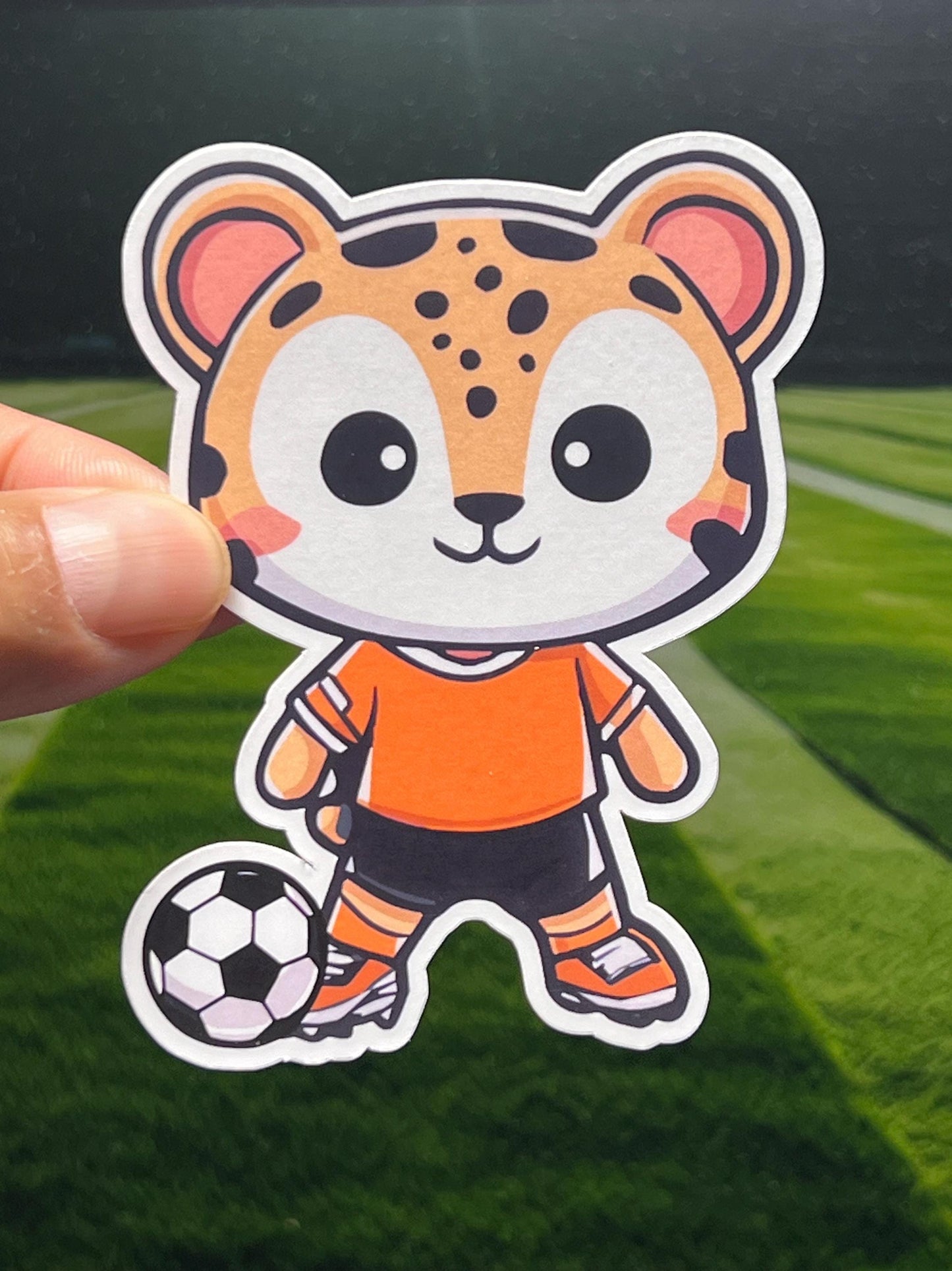 Cheetah Soccer Vinyl Sticker