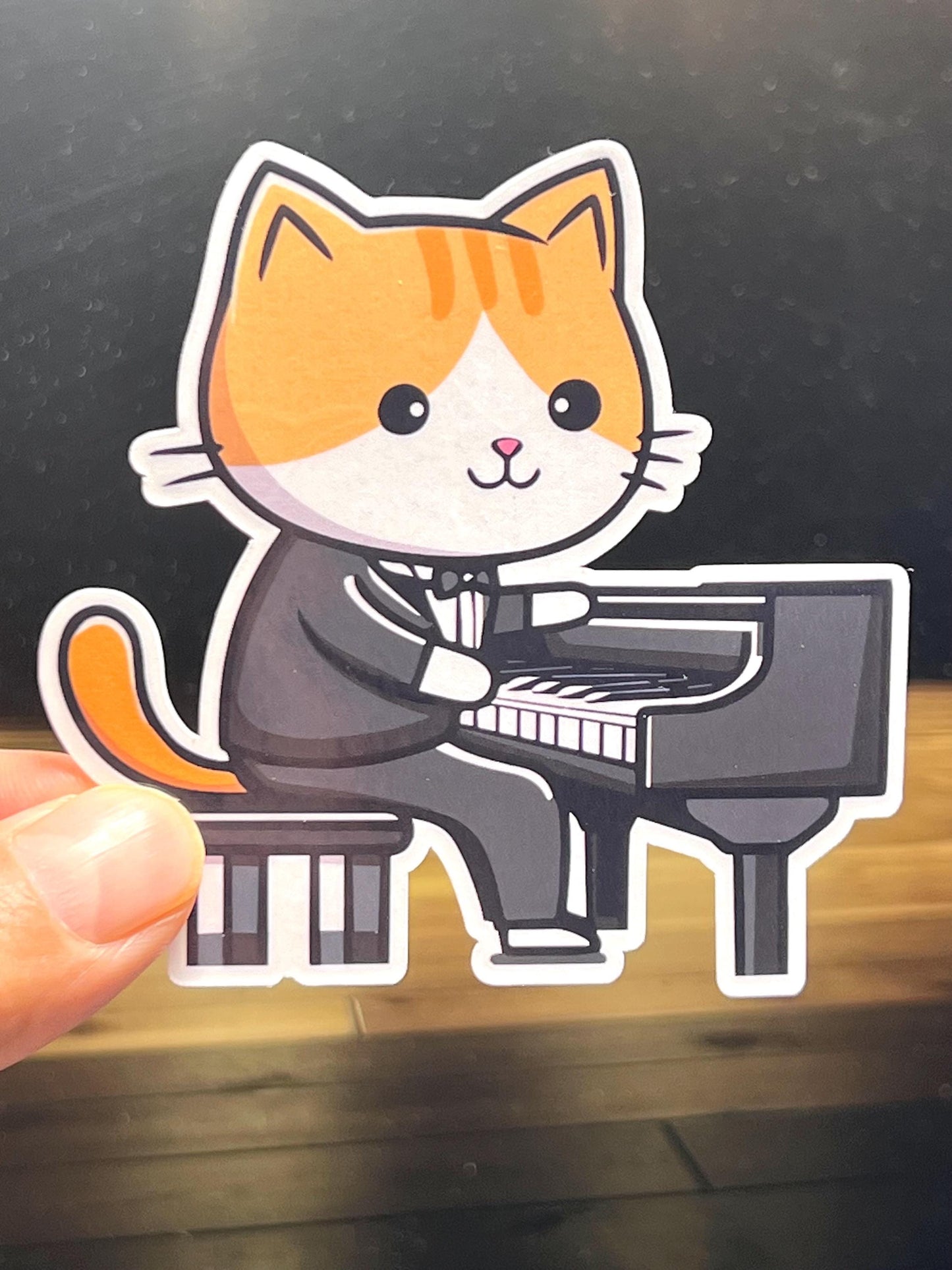 Piano Cat Vinyl Sticker