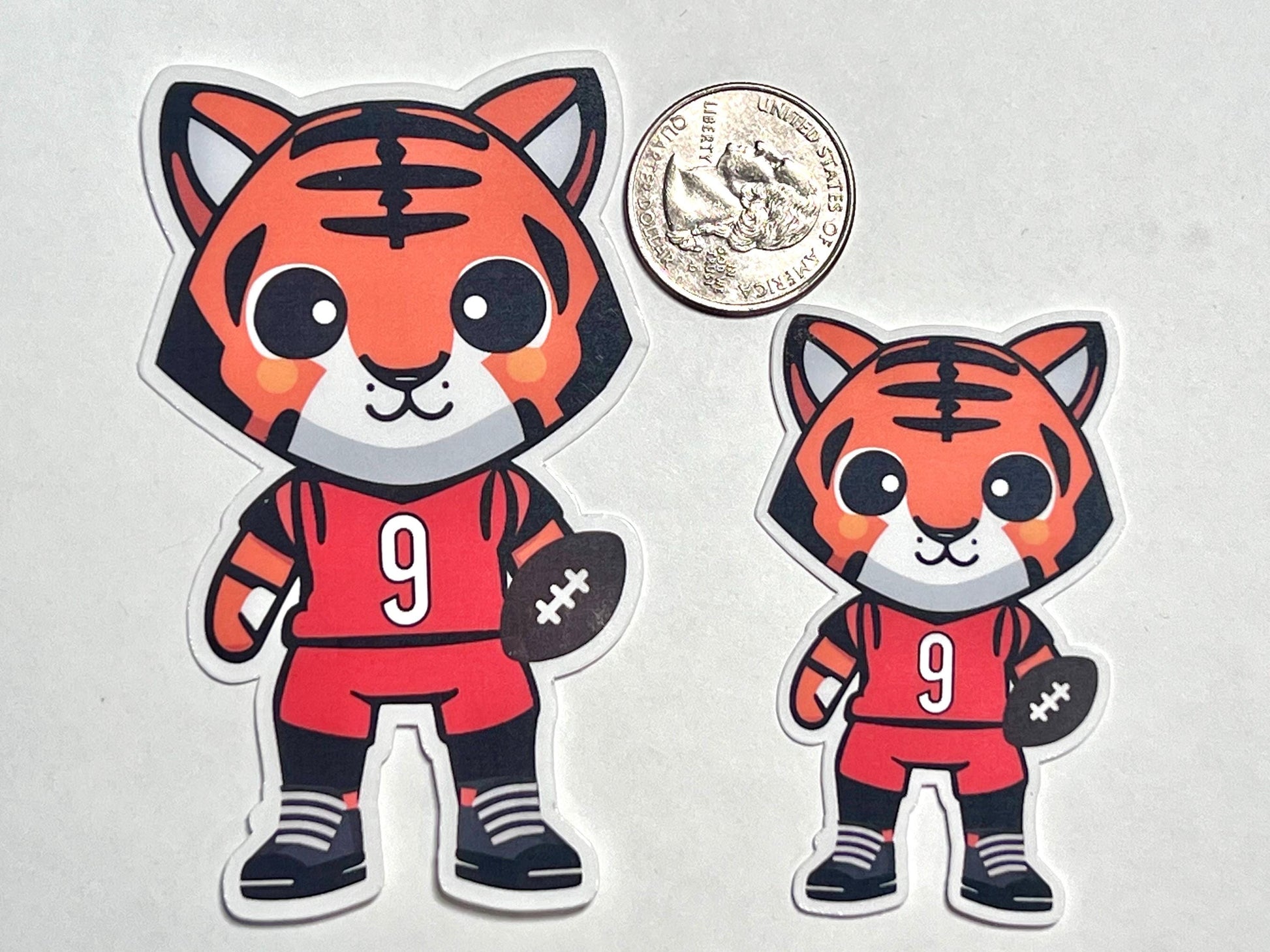 Tiger Wearing Joe Burrow's All Orange Uniform Vinyl Sticker image 2