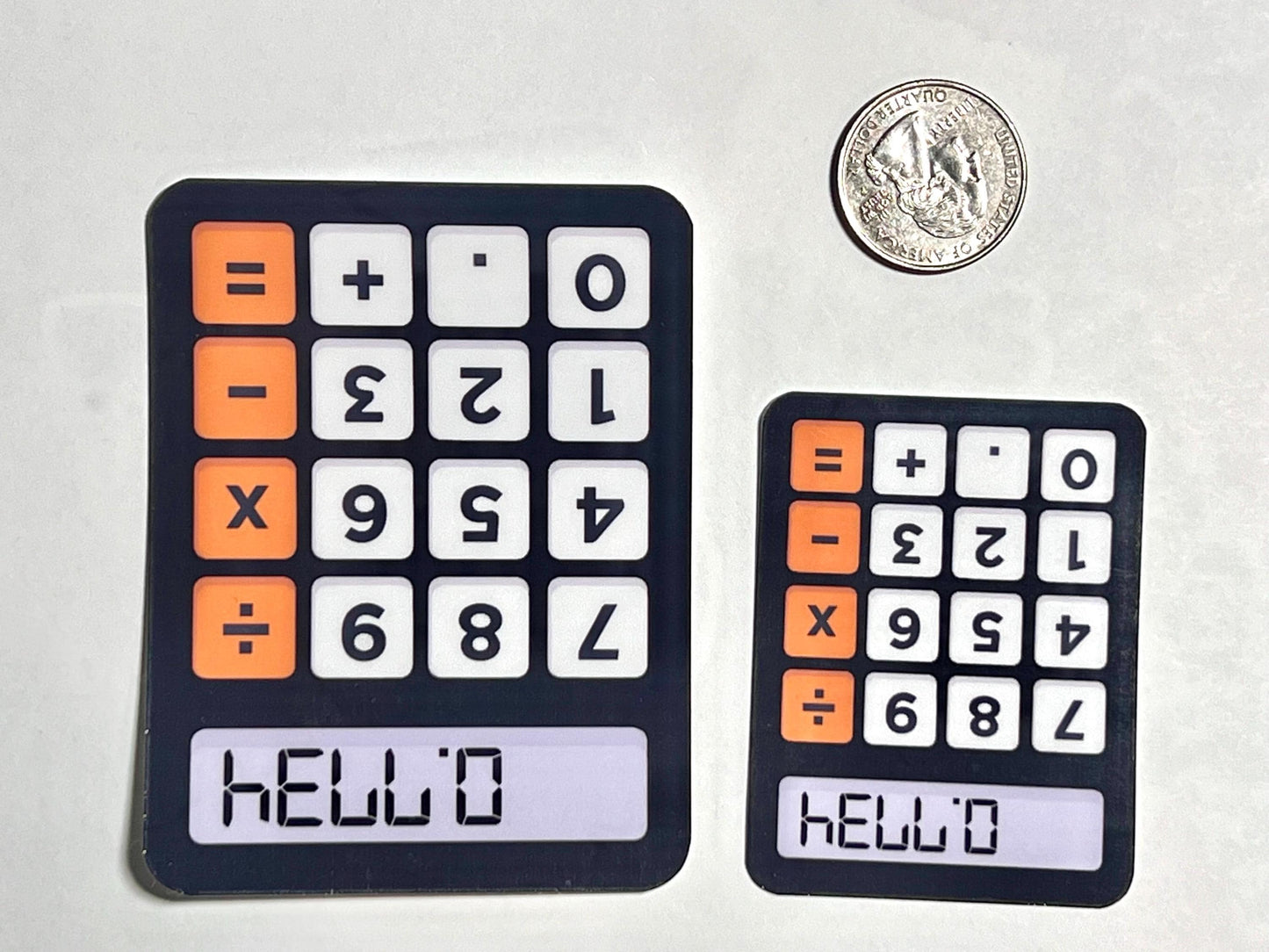 Upside Down Calculator Hello Vinyl Sticker image 2