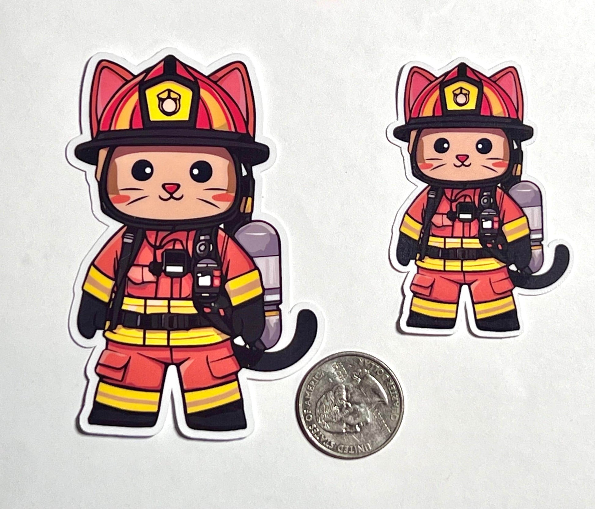 Firefighter Cat Vinyl Sticker image 2