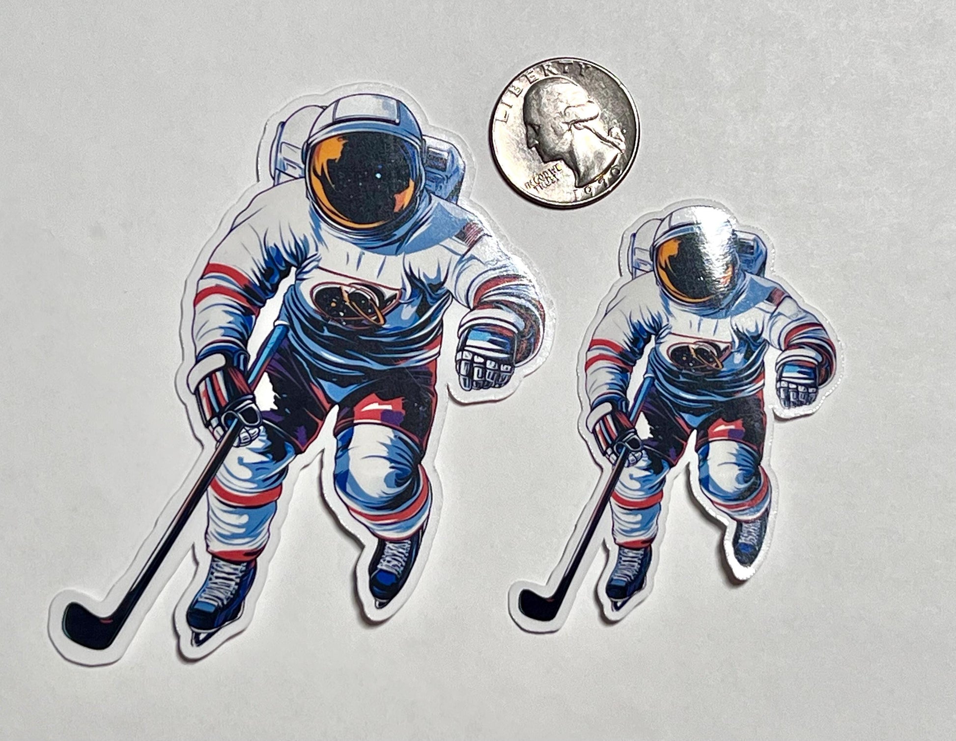 Hockey Astronaut Vinyl Sticker image 2