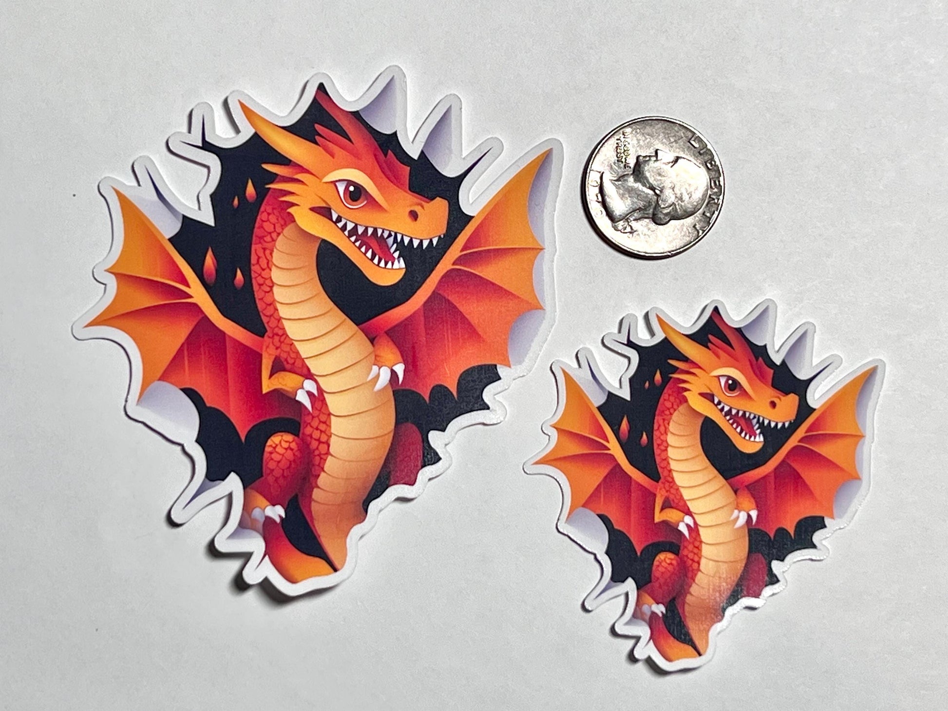 Orange Dragon Breaking Through Wall Vinyl Sticker image 2
