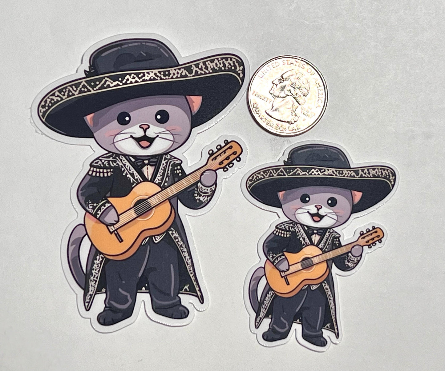 Mariachi Guitar Cat Vinyl Sticker image 2