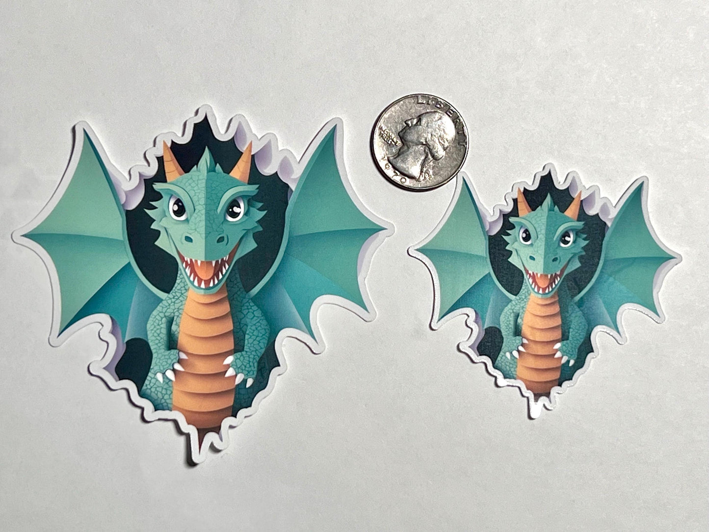 3D Green Dragon Vinyl Sticker image 2