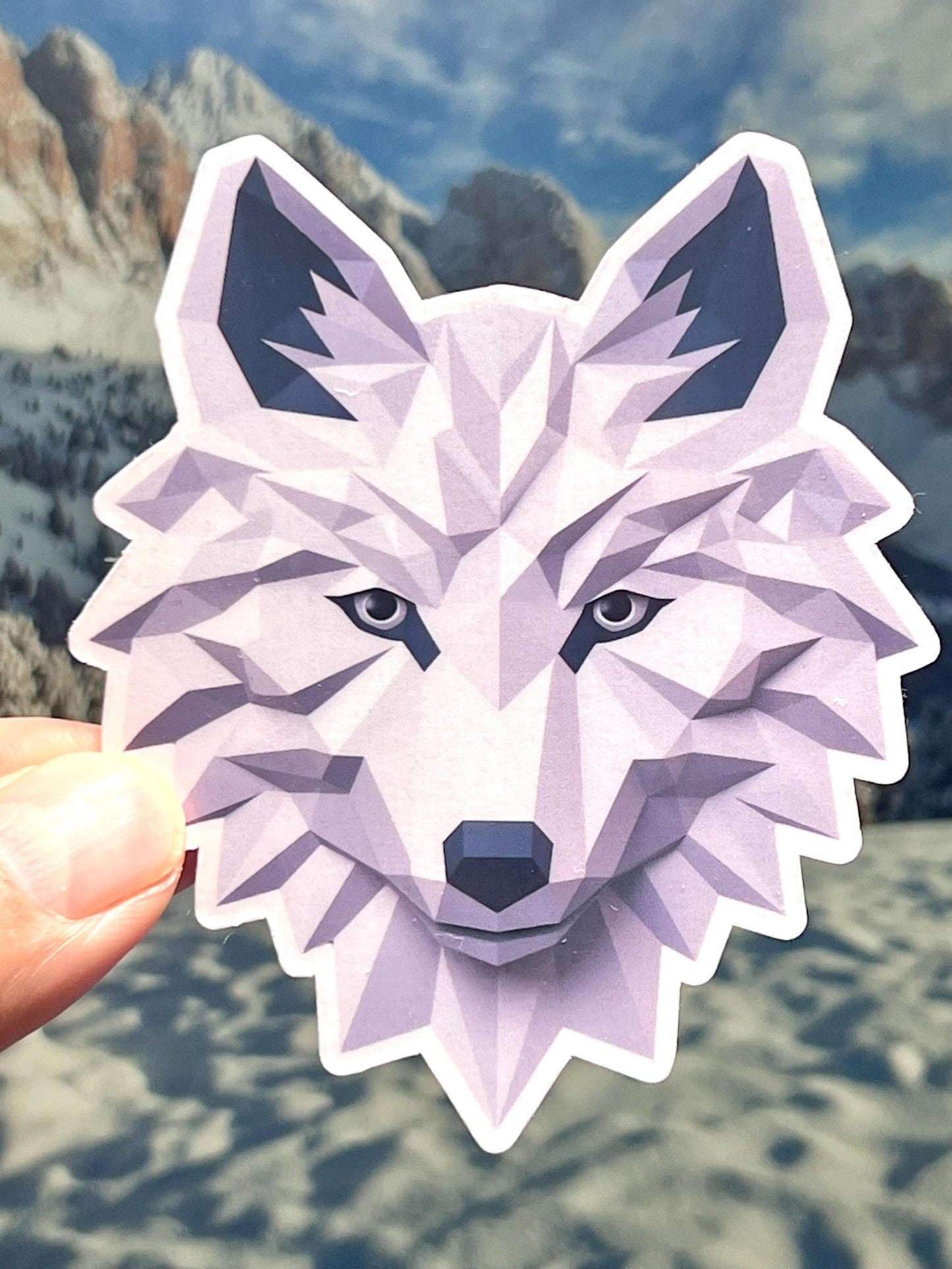 White Wolf Sticker | Arctic Wolf Head Vinyl Sticker | Wilderness Gift | Wolf Lover | Geometric Wolf