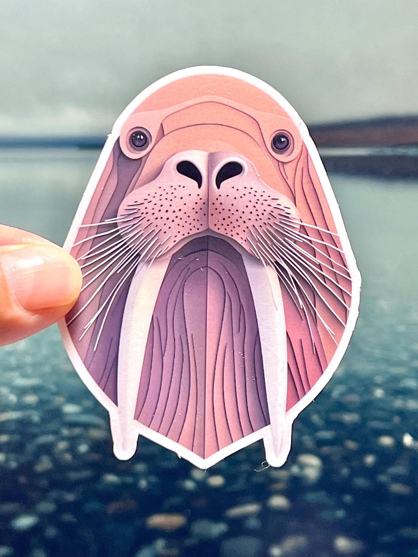 Geometric Walrus Head Vinyl Sticker