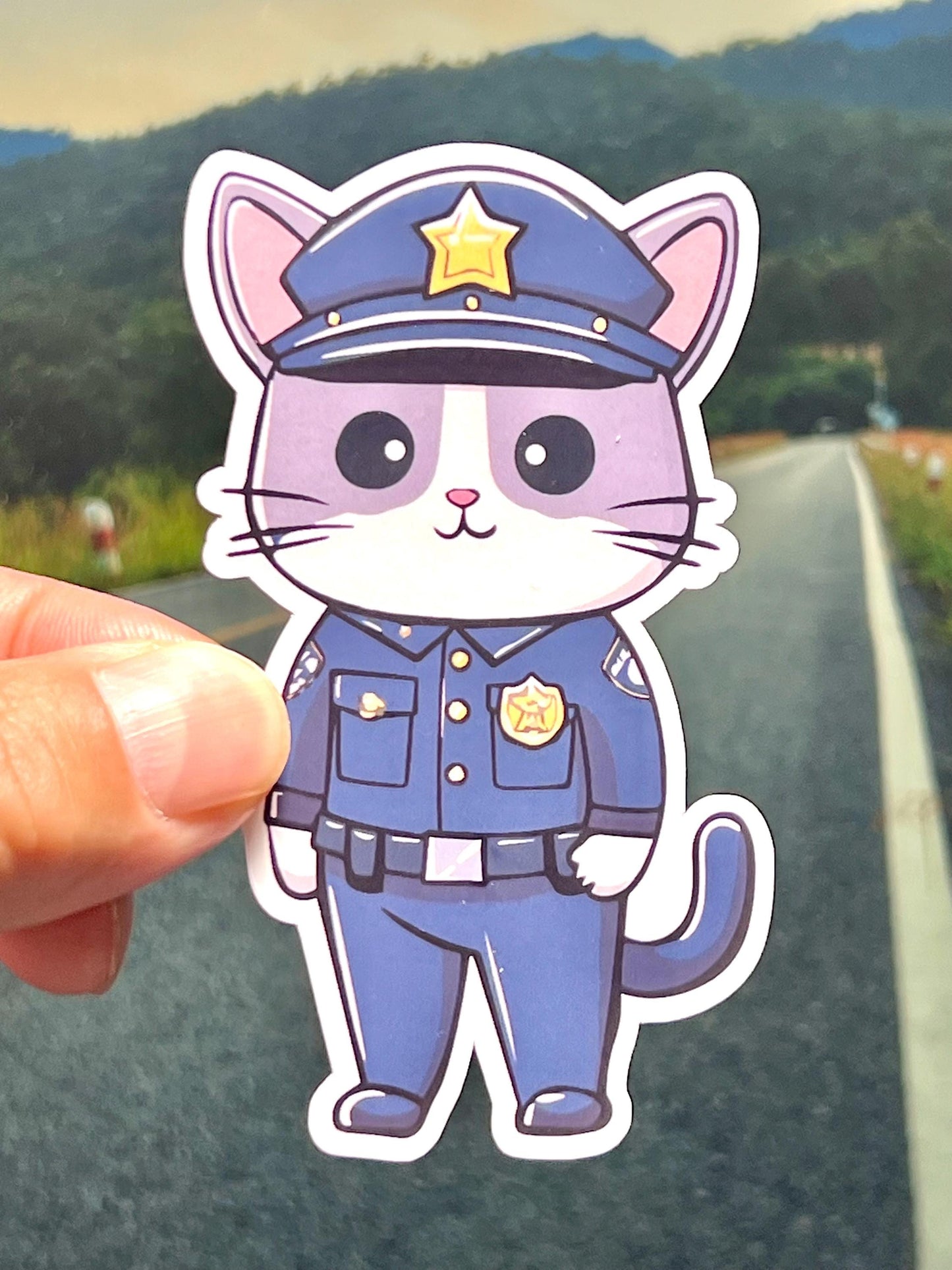 Police Officer Cat Sticker | Policeman Cat Vinyl Sticker | Law Enforcement | Cop Sticker