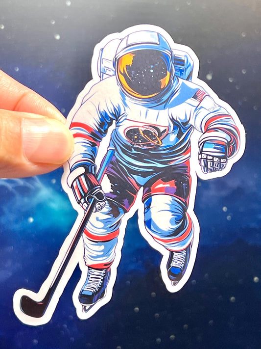 Hockey Astronaut Sticker | Spaceman Hockey Vinyl Sticker