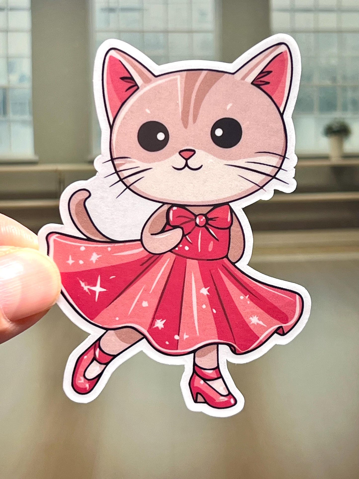 Dancer Cat Sticker | Ballroom Dancer Kitty Vinyl Sticker