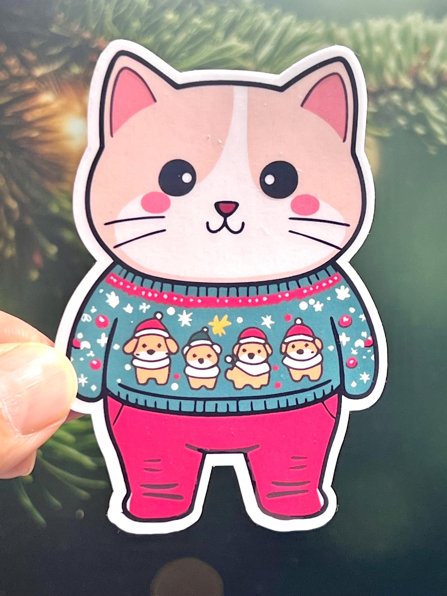 Christmas Cat Vinyl Sticker