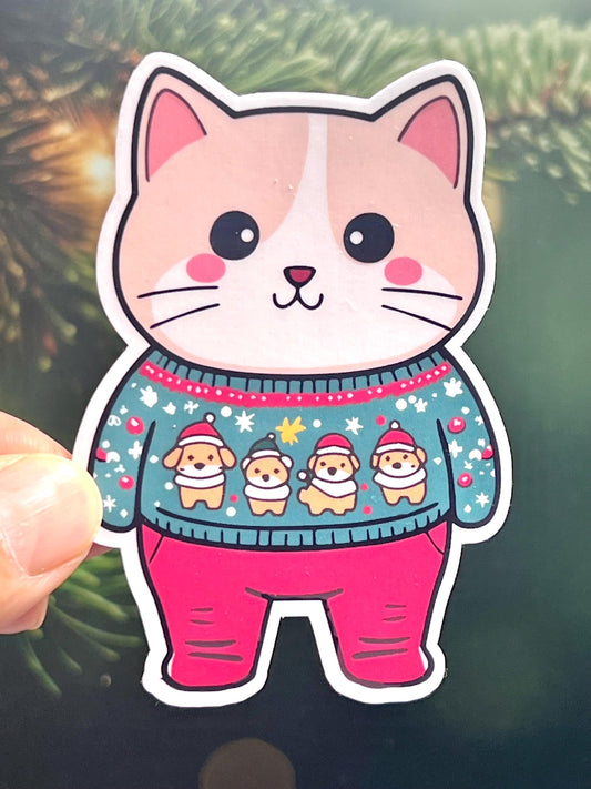 Christmas Cat Vinyl Sticker