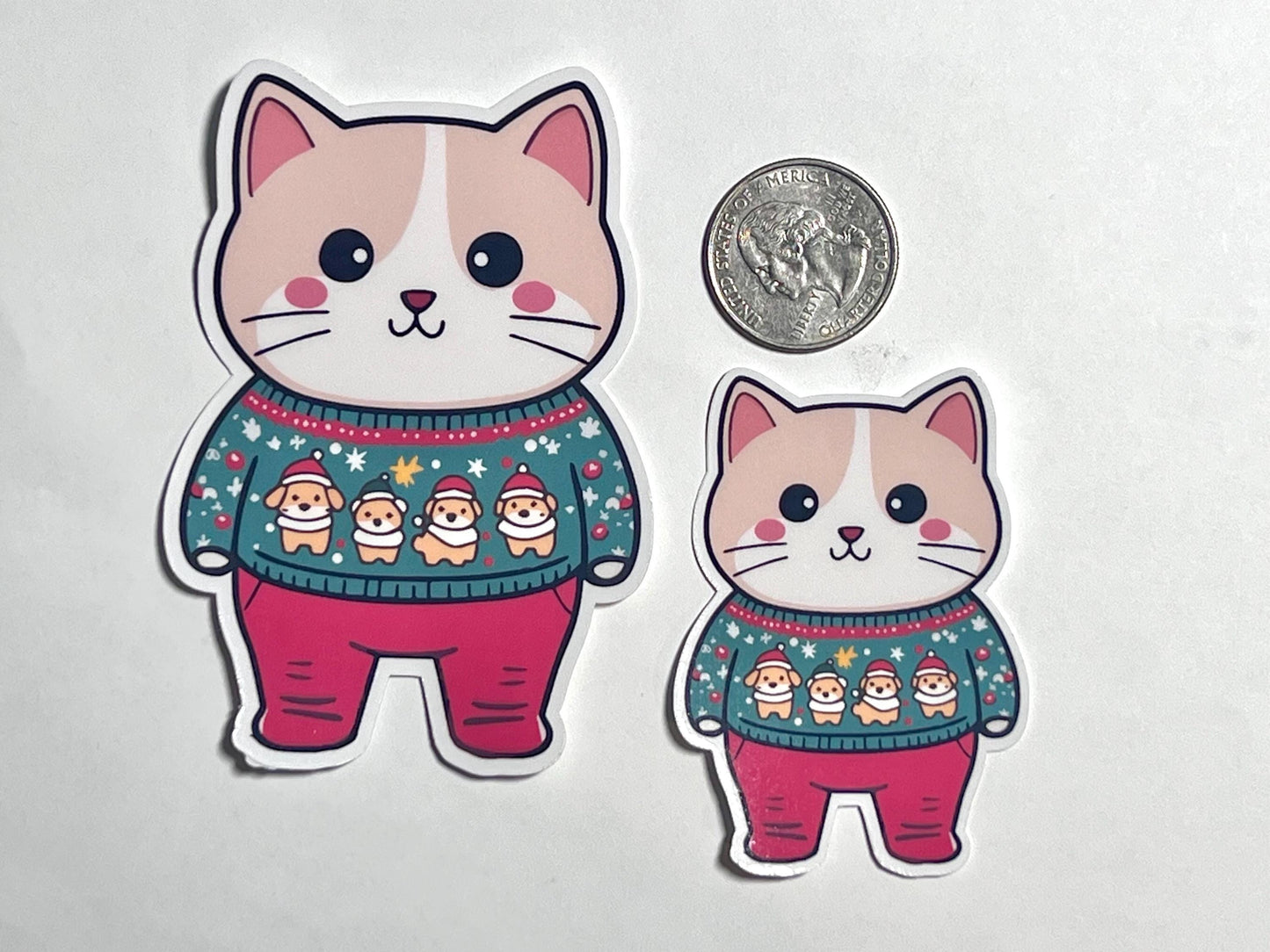 Christmas Cat Vinyl Sticker image 2