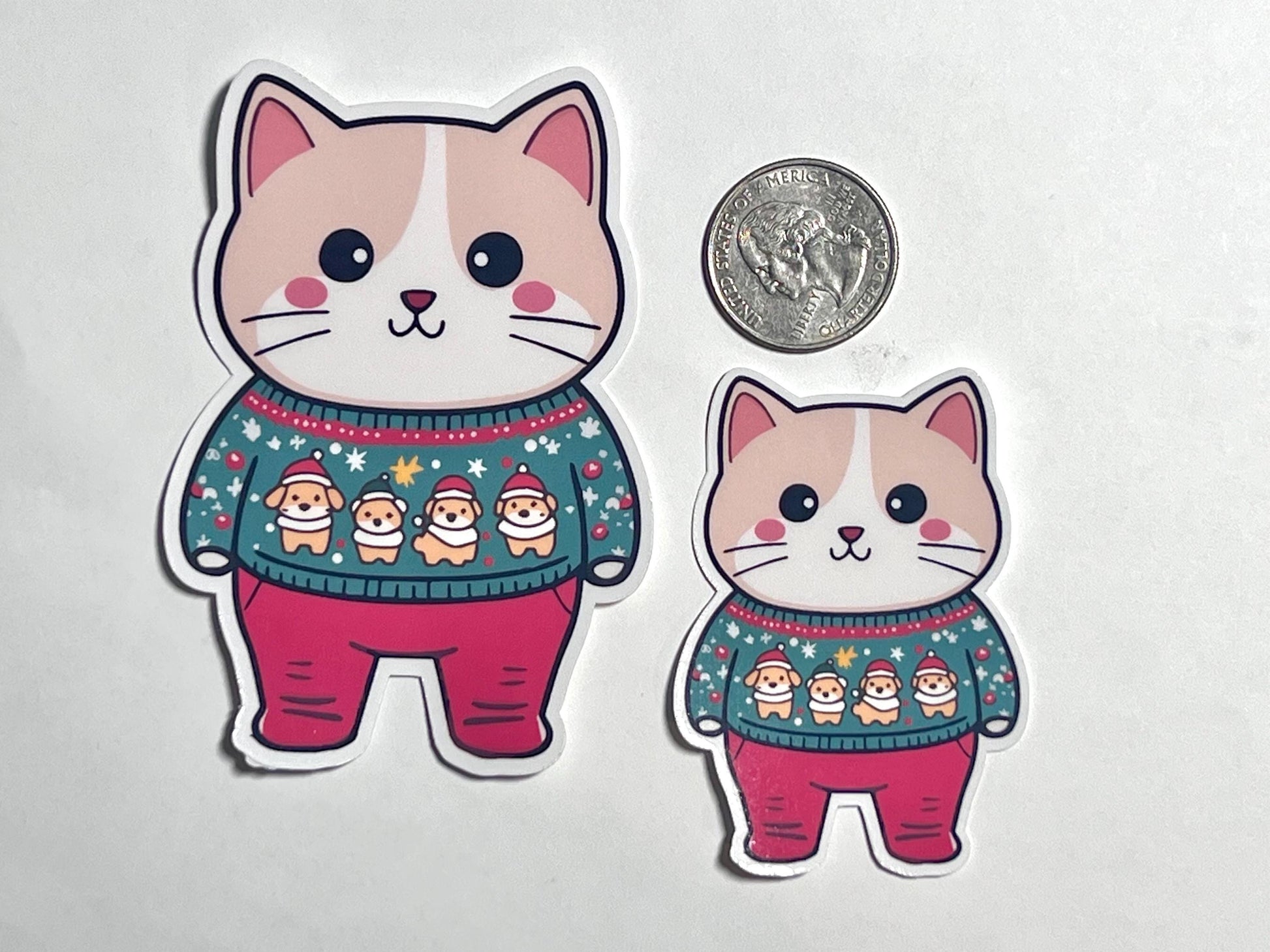 Christmas Cat Vinyl Sticker image 2