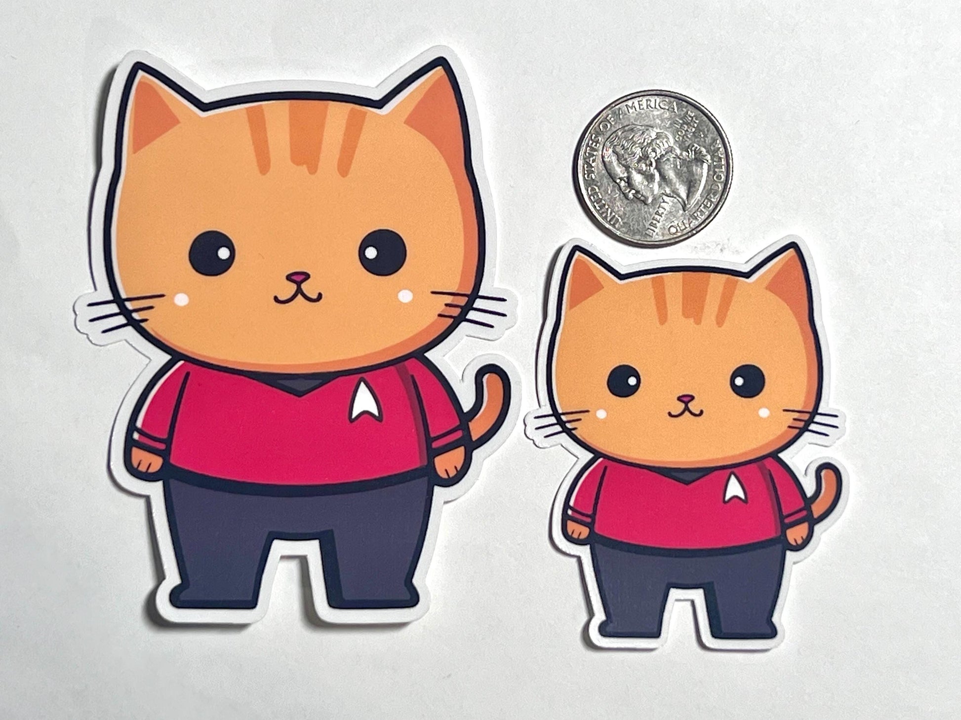 Star Cat Red Shirt Vinyl Sticker image 2