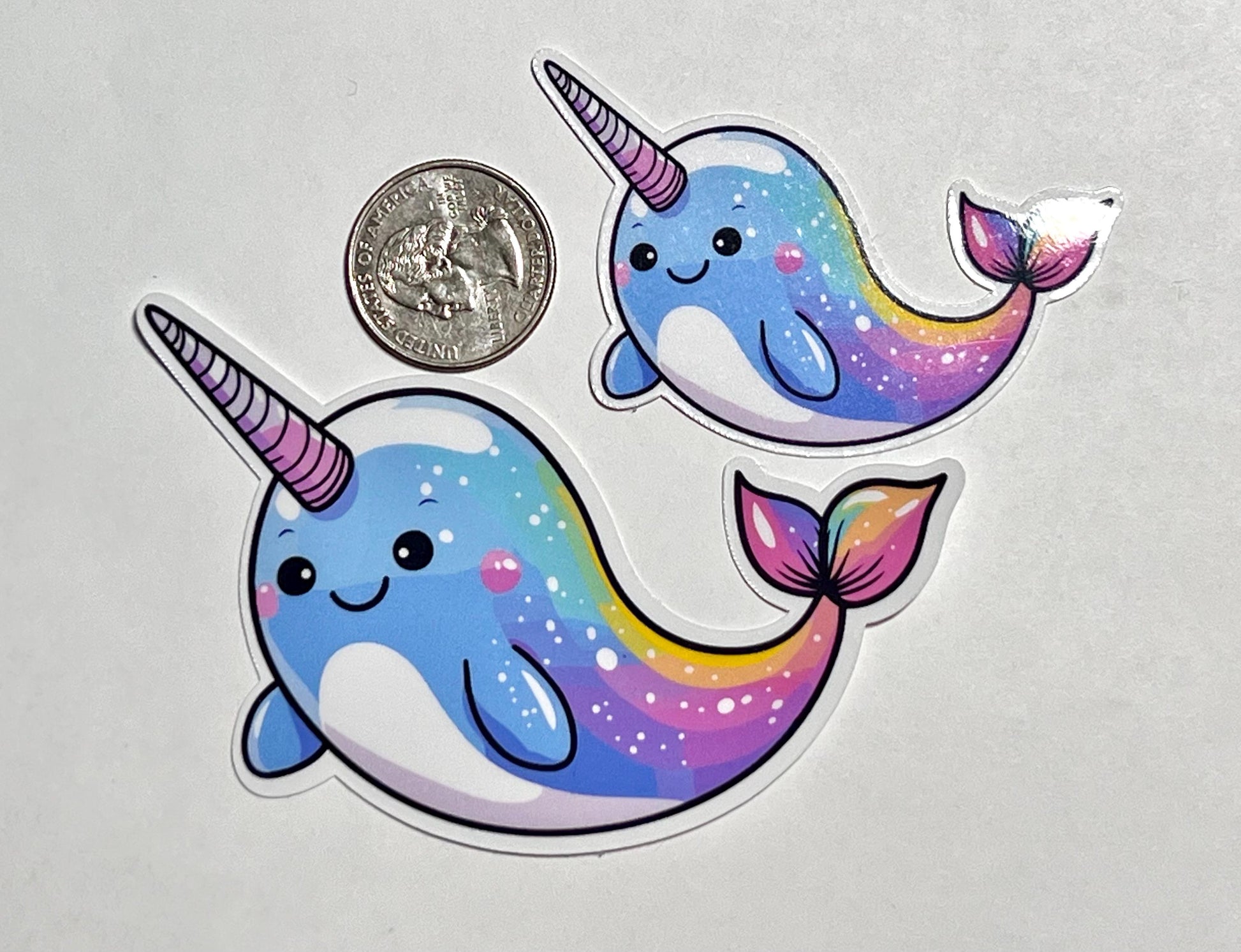 Rainbow Narwhal Vinyl Sticker image 2