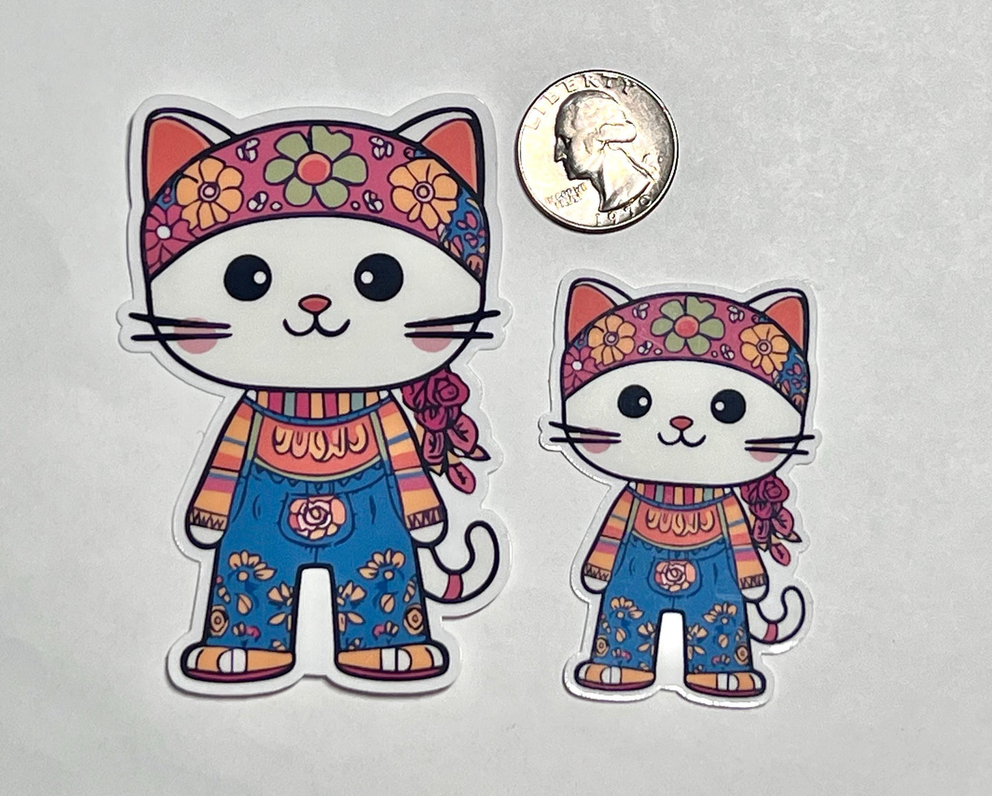 Hippie Cat Vinyl Sticker image 2