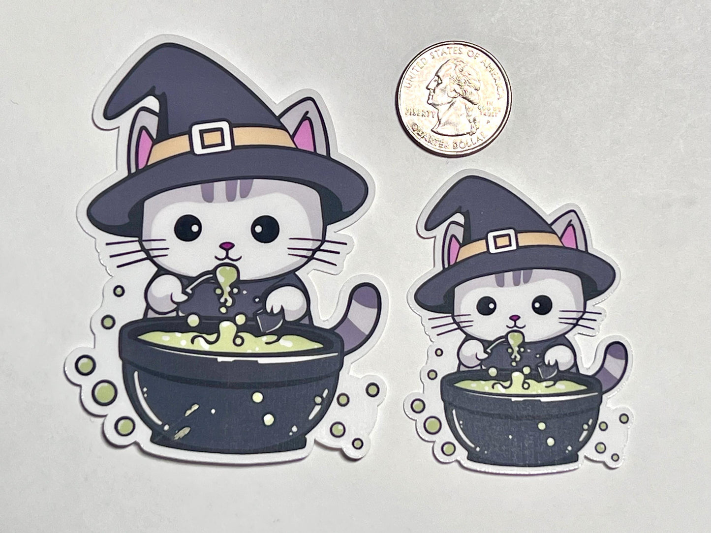 Witch Cat Halloween Vinyl Sticker image 2