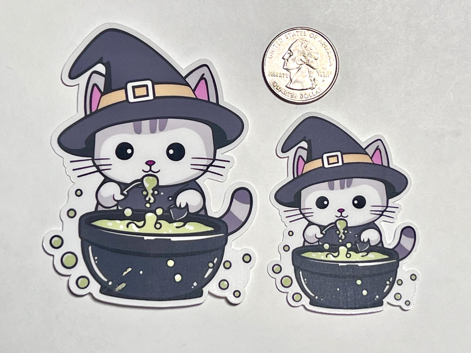 Witch Cat Halloween Vinyl Sticker image 2