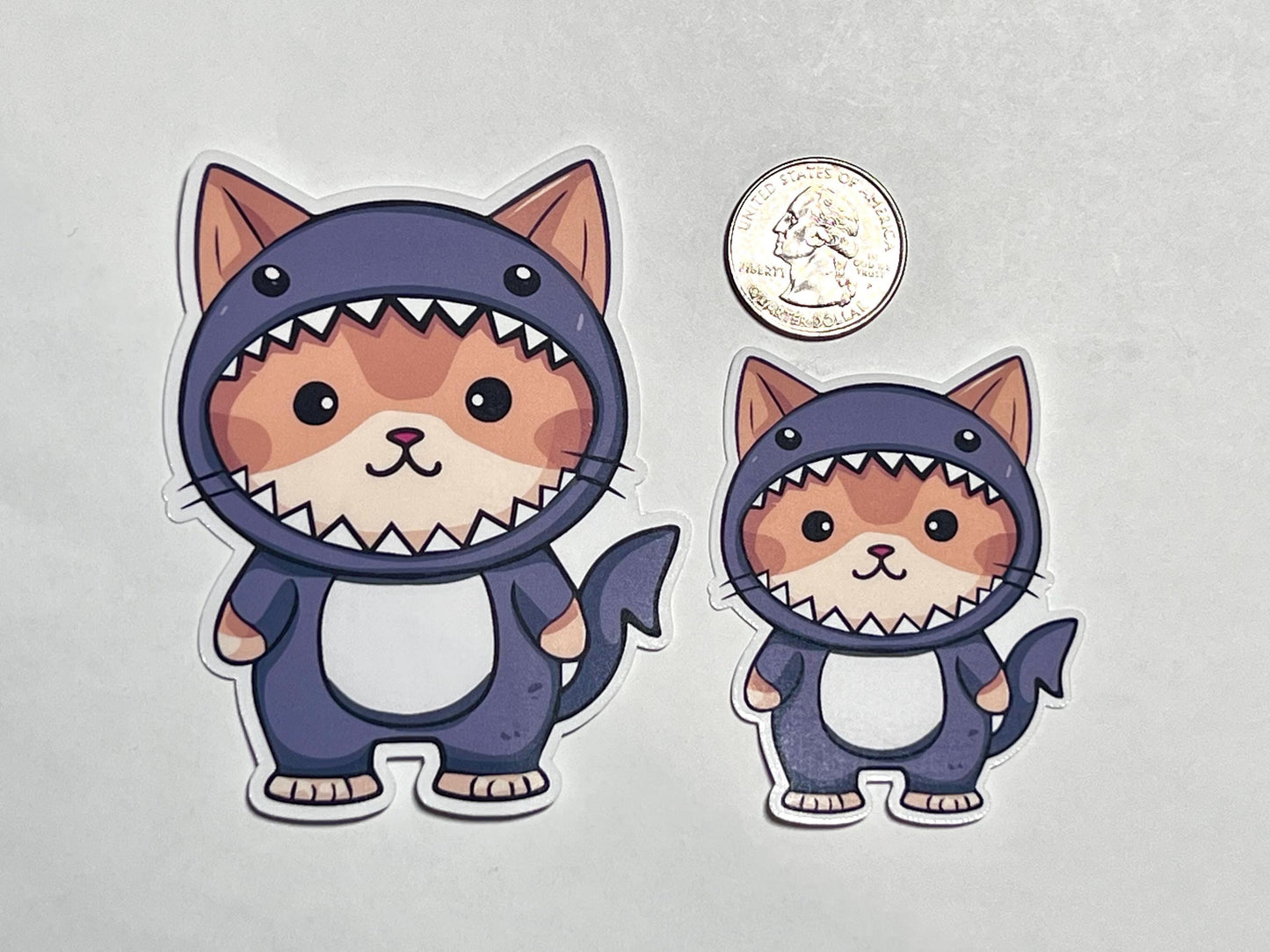 Shark Cat Halloween Vinyl Sticker image 2