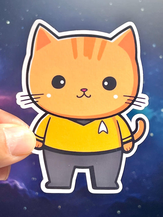 Star Cat Yellow Shirt Vinyl Sticker