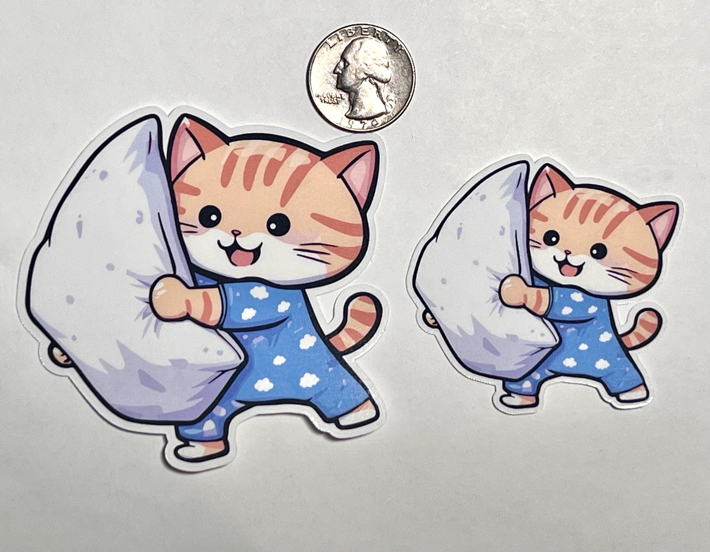 Pillow Fight Cat Vinyl Sticker image 2