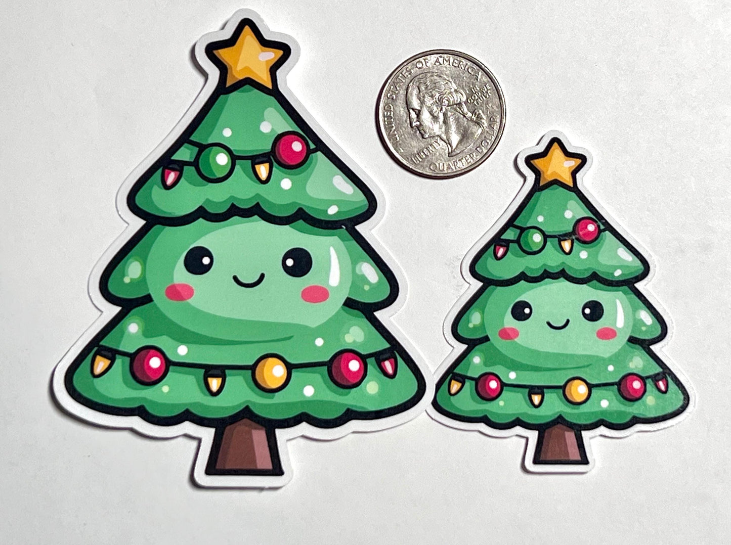 Smiling Christmas Tree Vinyl Sticker image 2