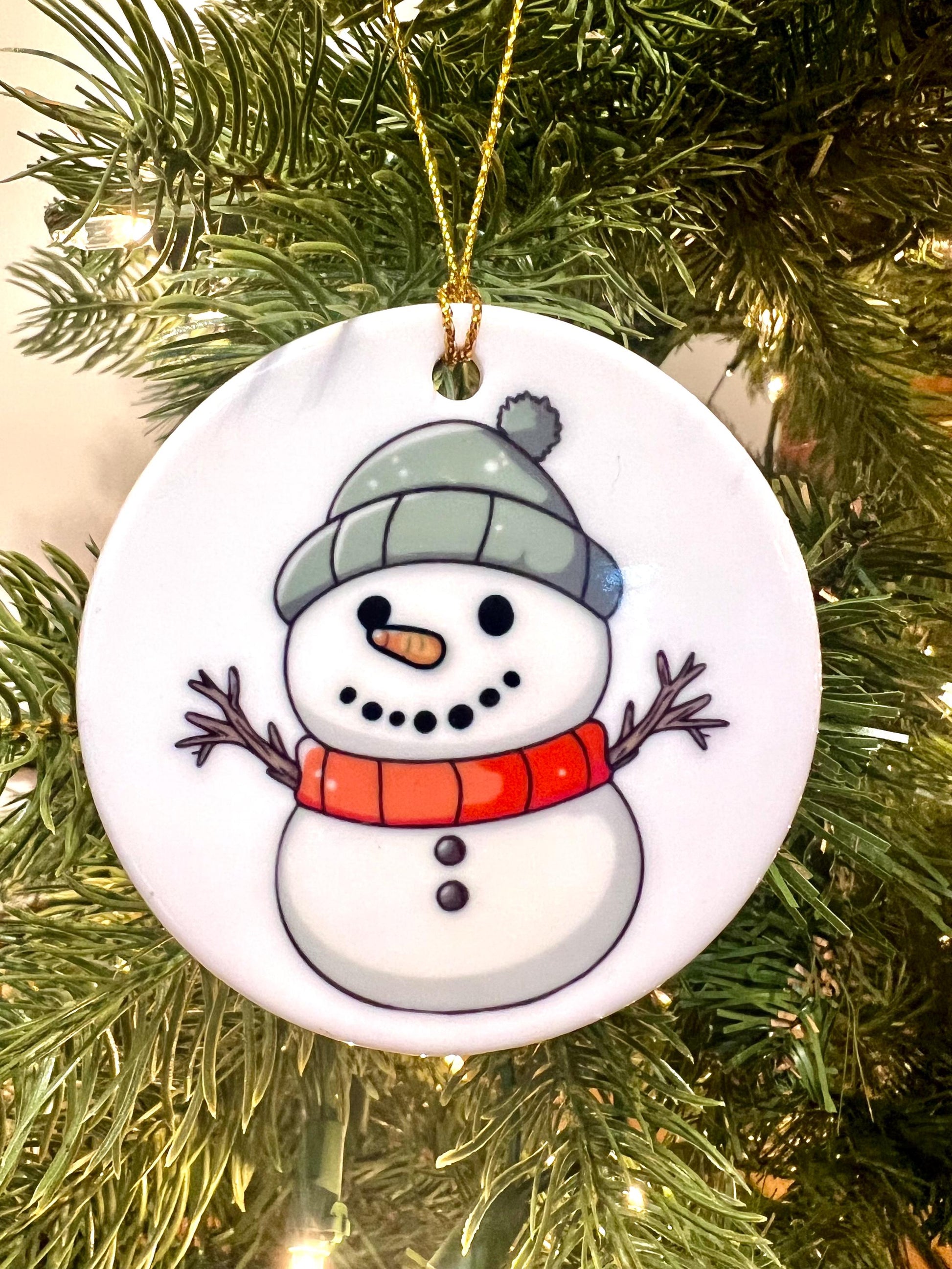 Snowman Ceramic Christmas Ornament | Design Snowman Ornament | Christmas Tree Decoration | Stocking Stuffer | Snow Days image 3
