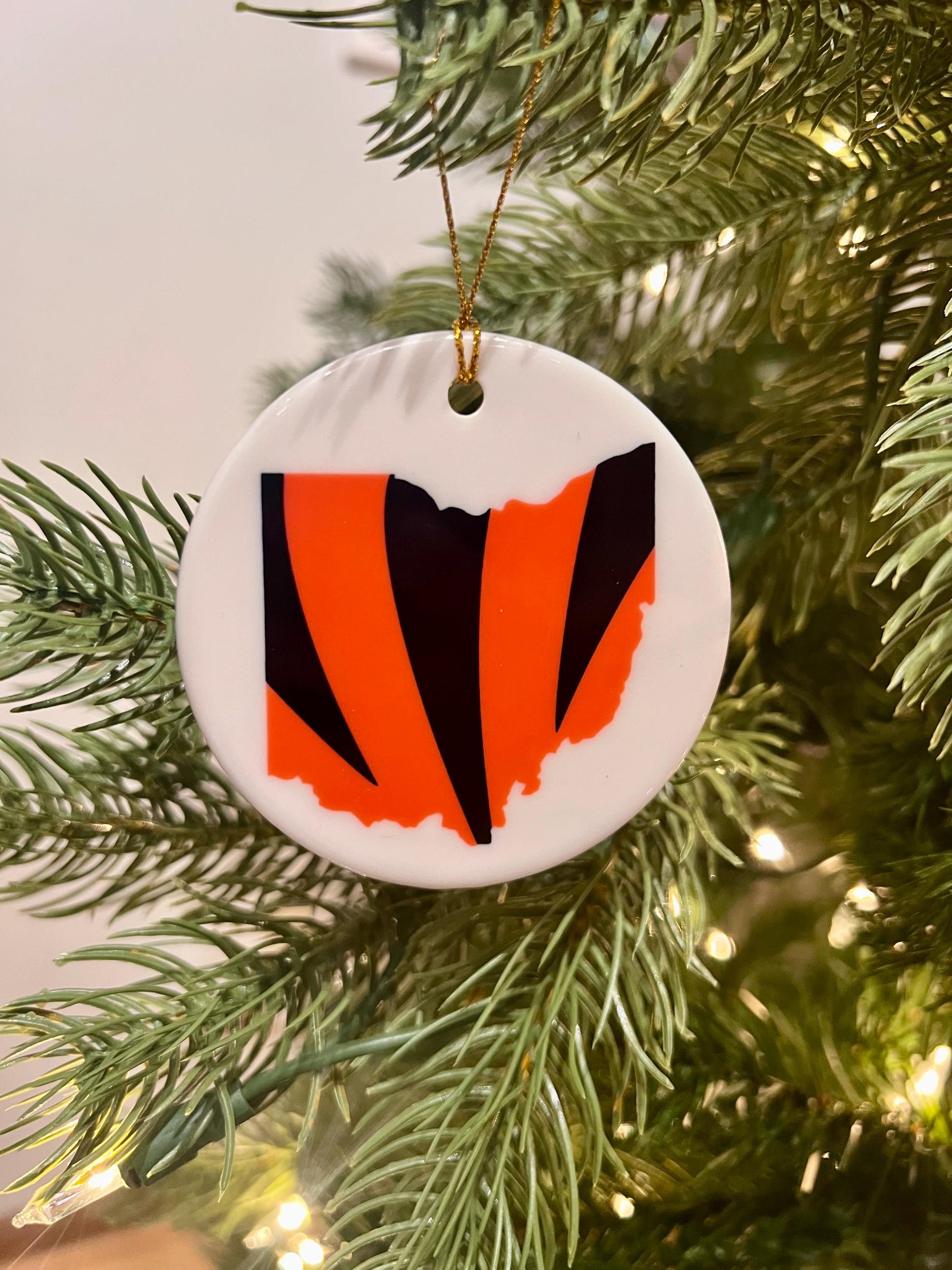 Ohio Bengals Ceramic Ornament: Cincinnati Orange and Black Football Fan Gift image 3