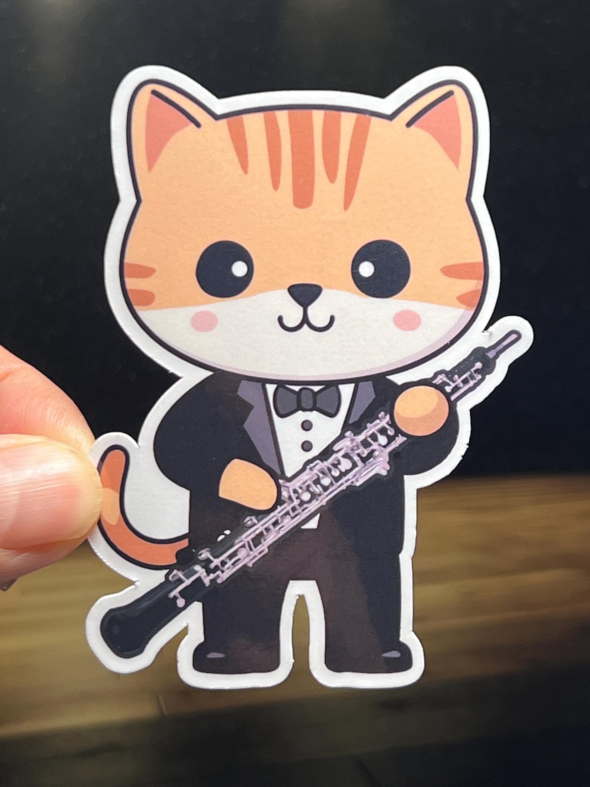 Oboe Cat Vinyl Sticker