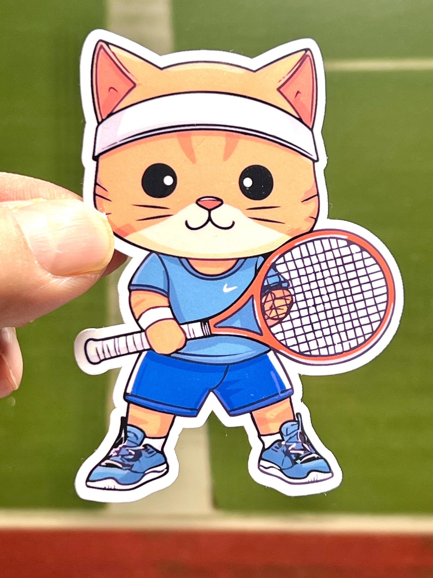 Tennis Cat Vinyl Sticker