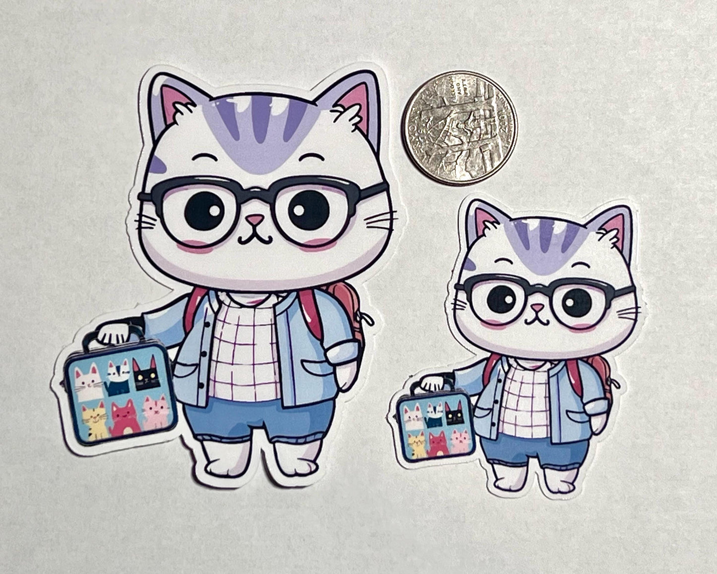 Cat with Lunchbox Vinyl Sticker image 2