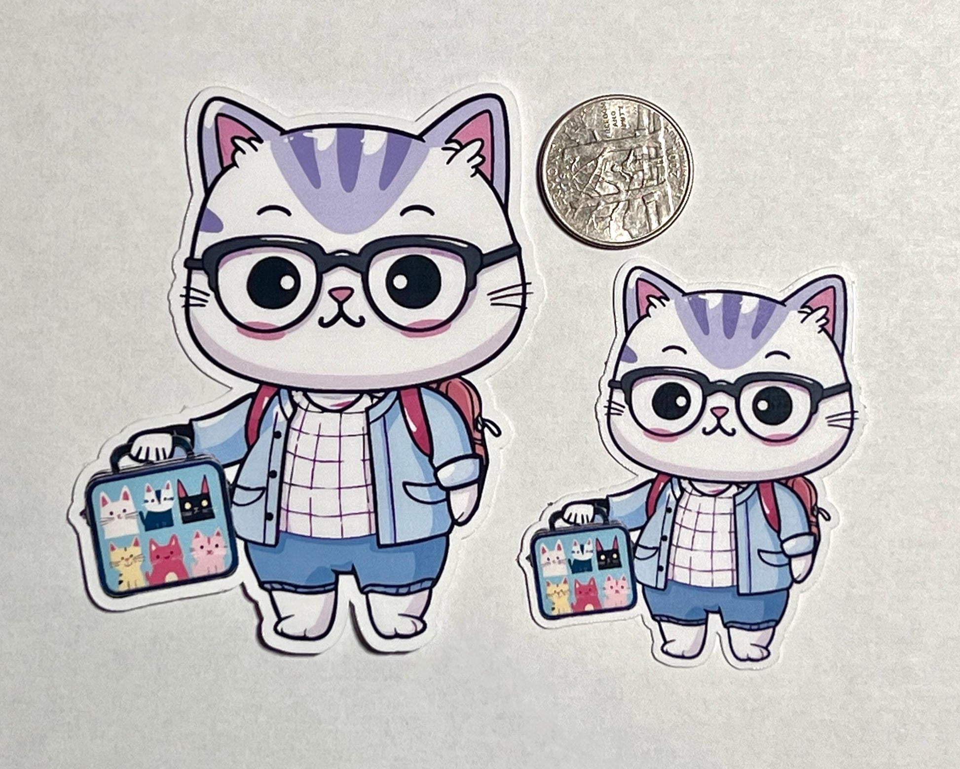 Cat with Lunchbox Vinyl Sticker image 2