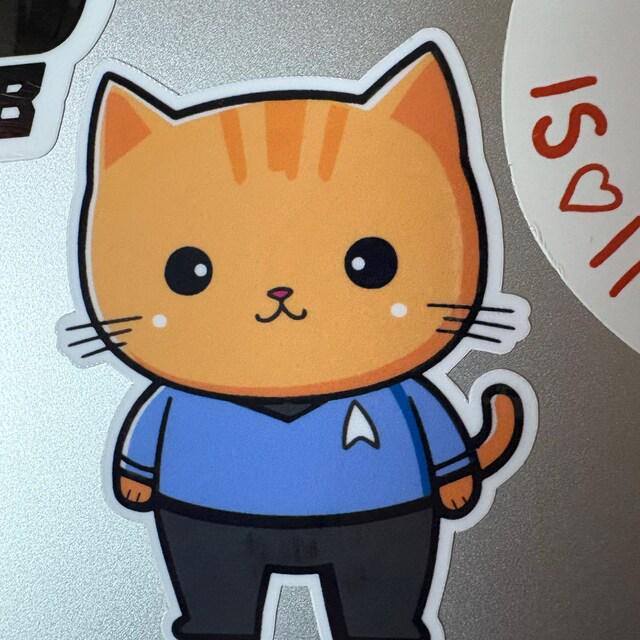 Retro Sci Fi Star Cat Vinyl Sticker image 3