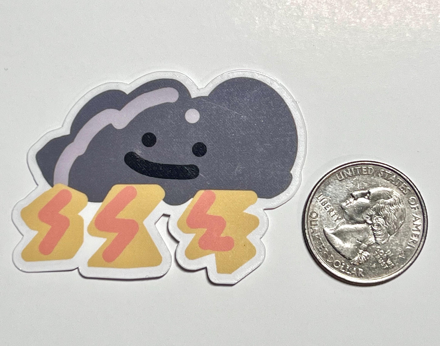 Smiling Thunder Cloud Vinyl Sticker image 2