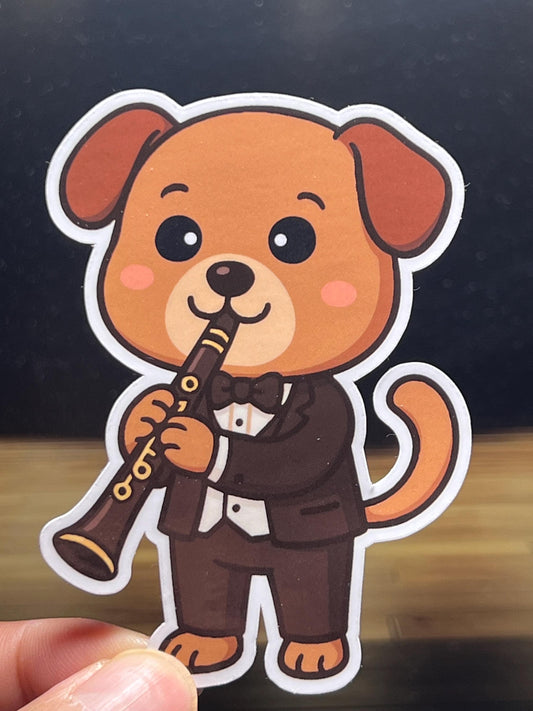 Clarinet Dog Vinyl Sticker