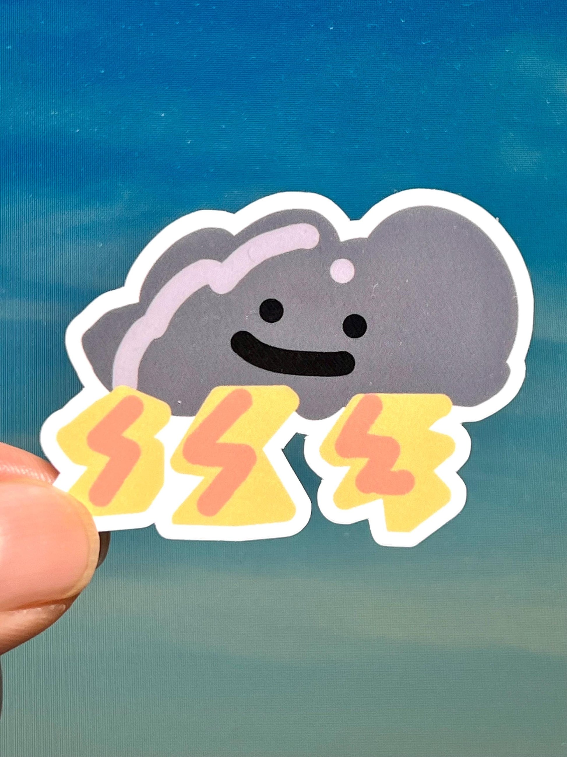 Smiling Thunder Cloud Vinyl Sticker