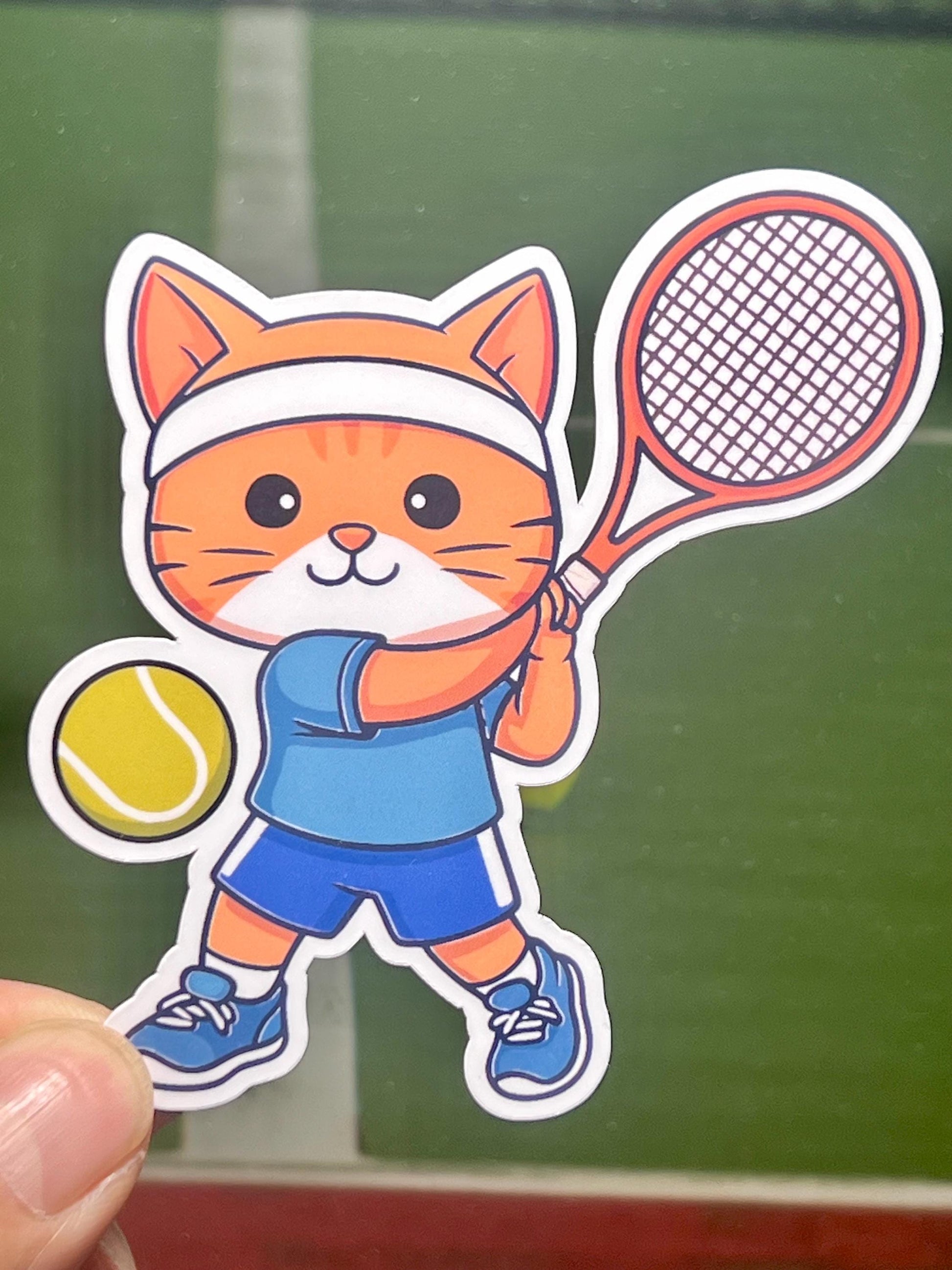 Tennis Cat Vinyl Sticker