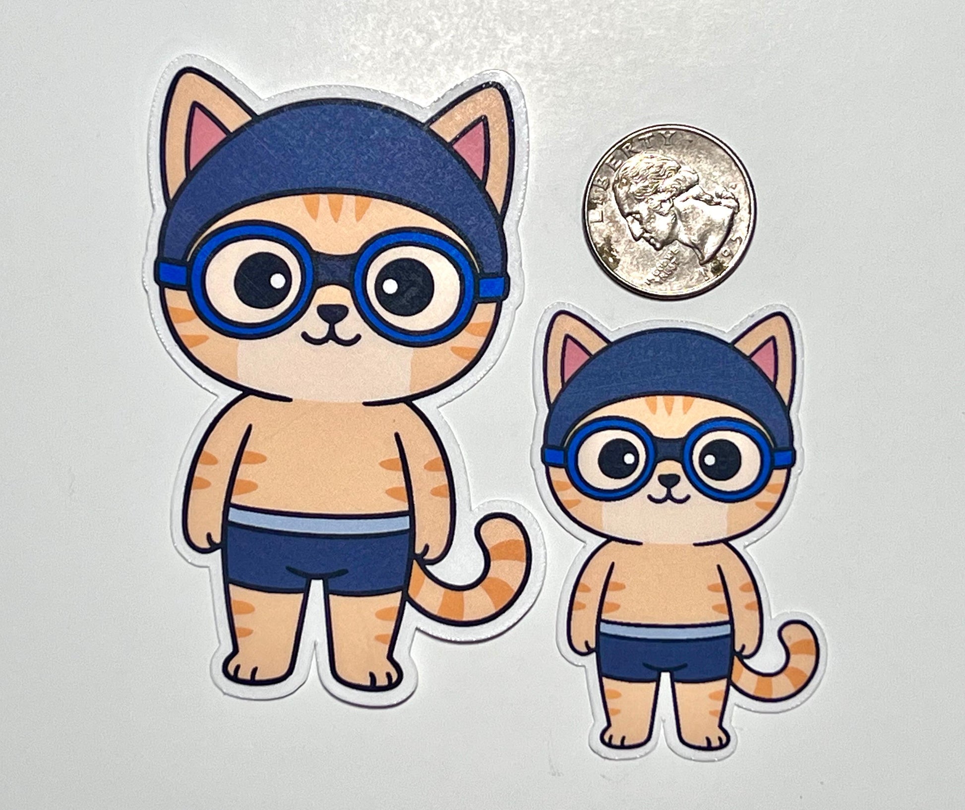 Male Swim Cat Vinyl Sticker image 2