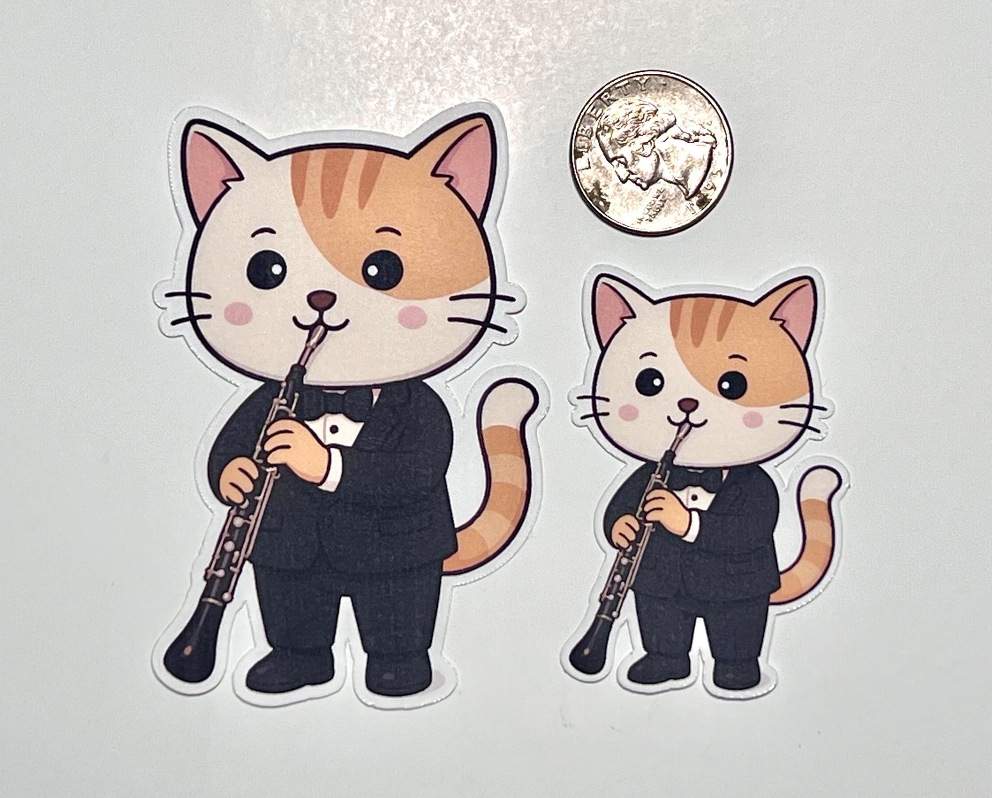 English Horn Cat Vinyl Sticker image 2