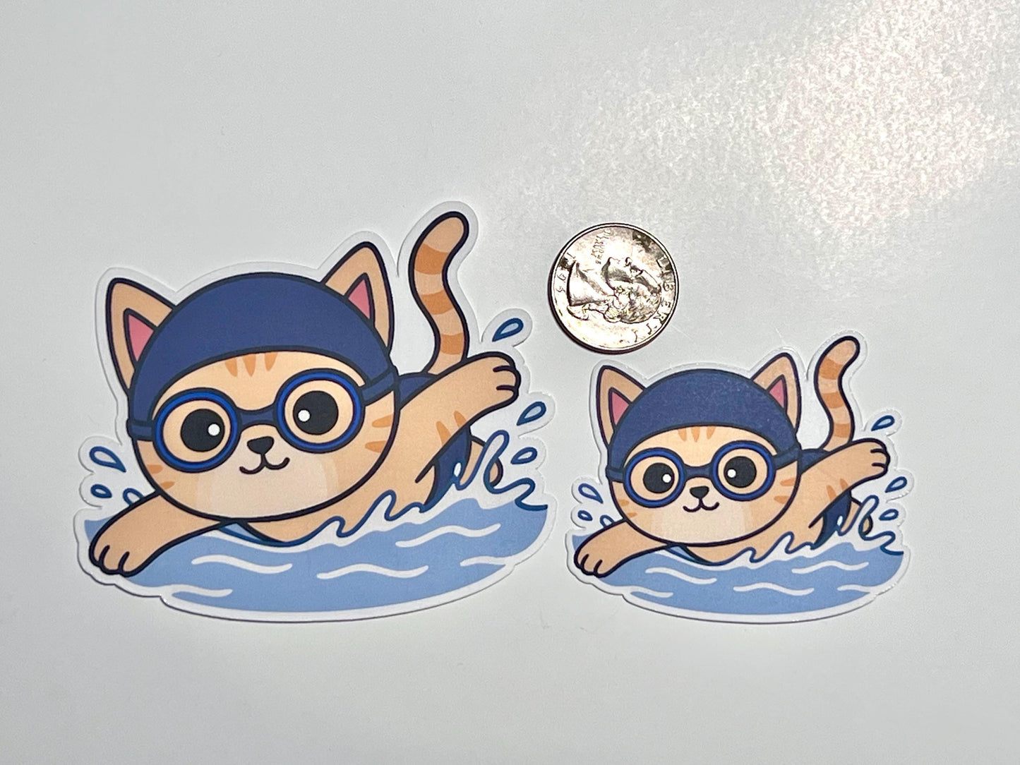 Swimming Cat Vinyl Sticker image 2