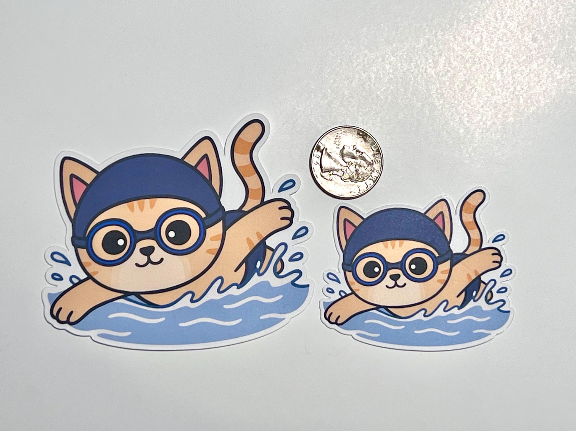Swimming Cat Vinyl Sticker image 2