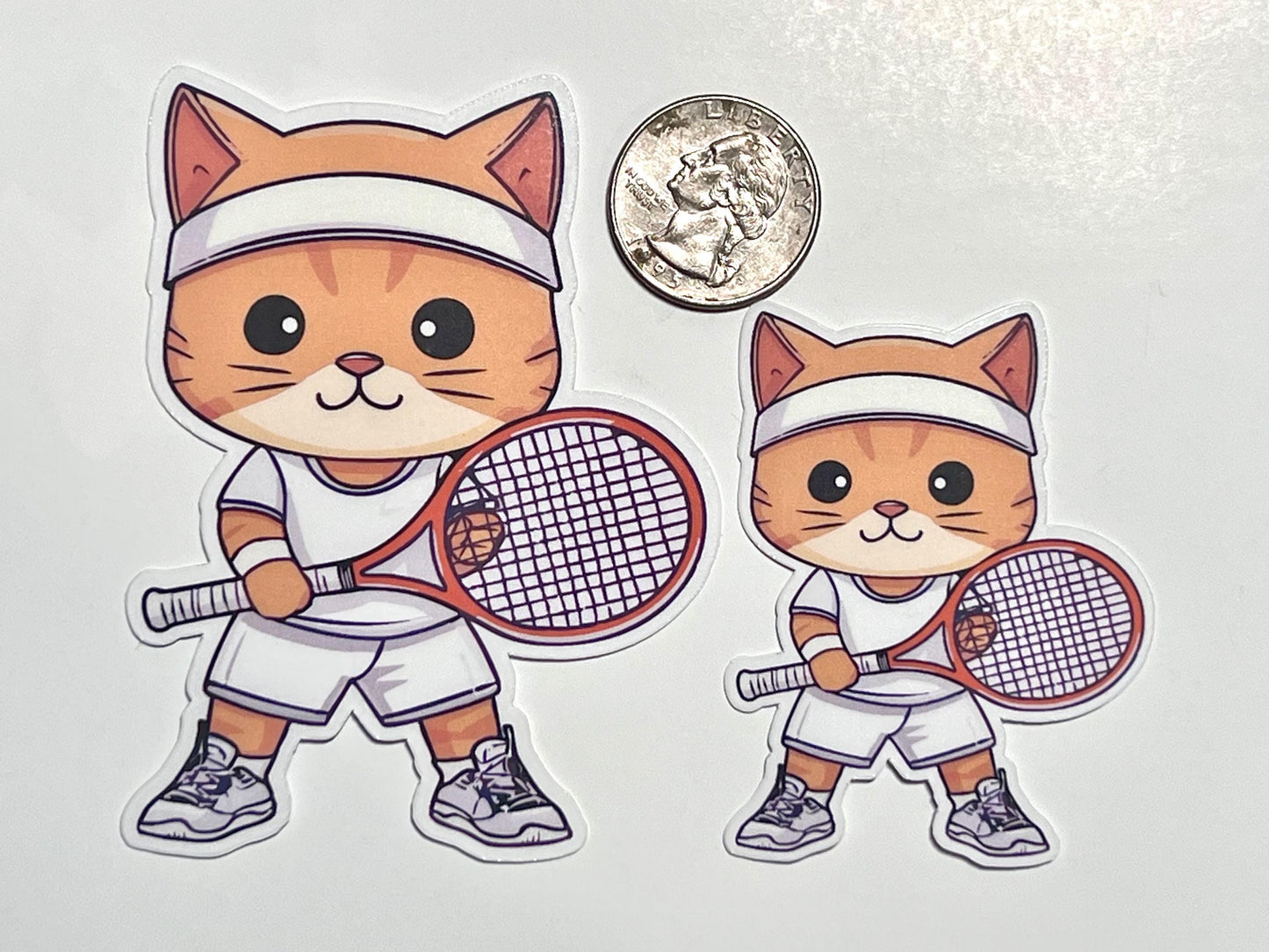 Tennis Cat Vinyl Sticker image 2