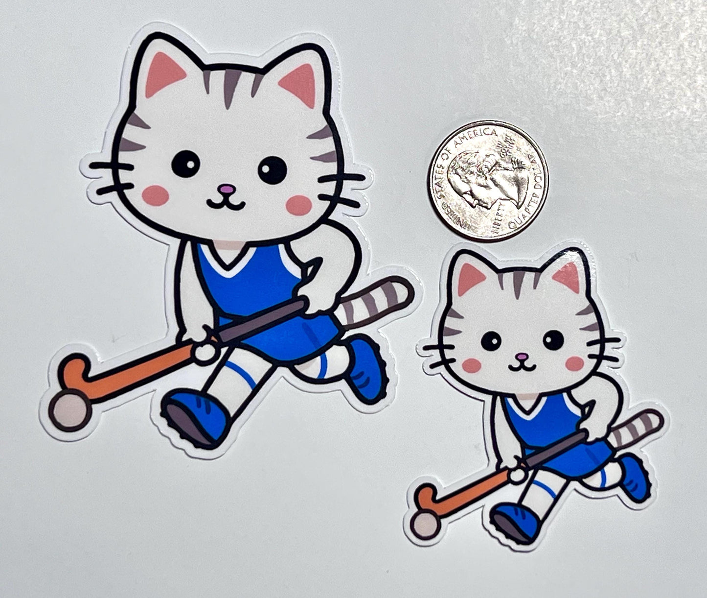 Field Hockey Cat Vinyl Sticker image 2