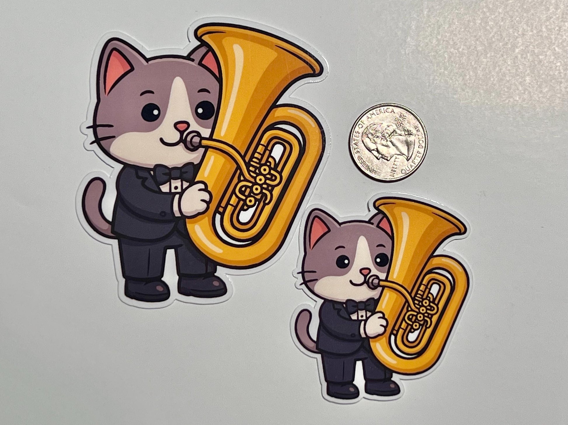 Tuba Cat Vinyl Sticker image 2