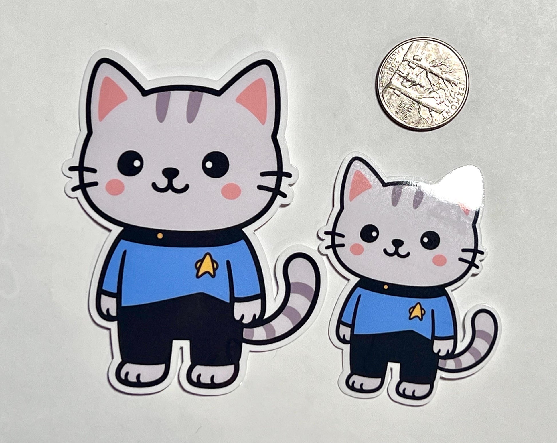 Star Cat Blue Shirt Vinyl Sticker image 2