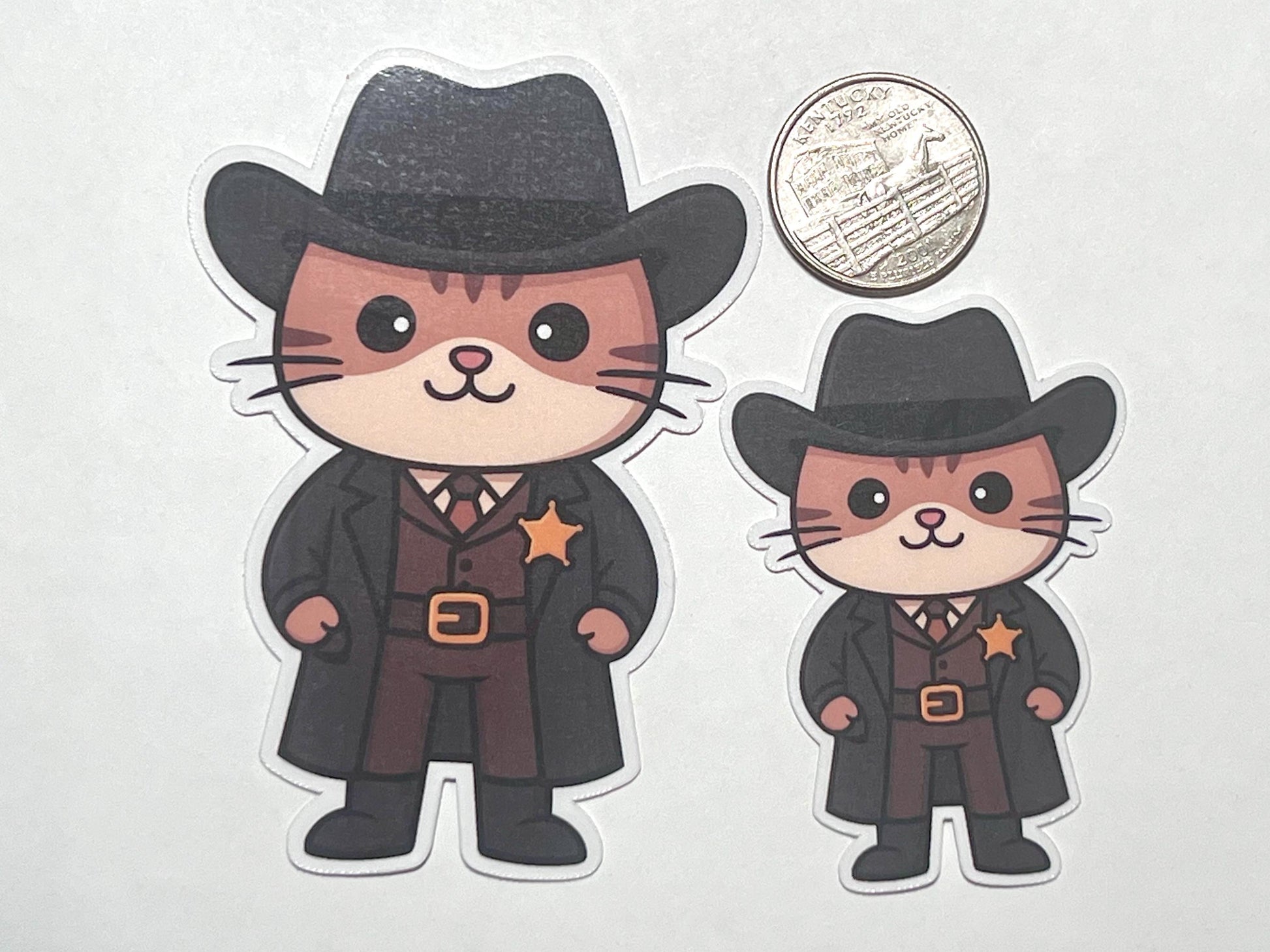Old West Sheriff Cat Vinyl Sticker image 2